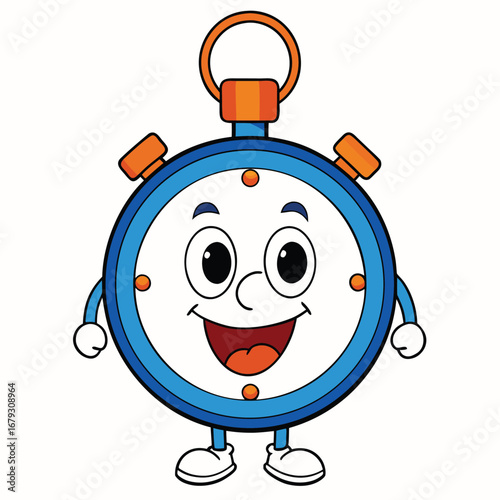 Adorable cartoon vector illustration of an animated alarm clock with cute features 