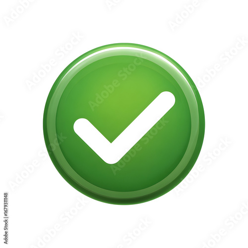 Green check mark icon, isolated on transparent background