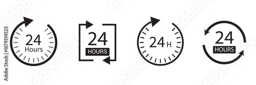 24 Hour time icon vector, Symbol, logo illustrations