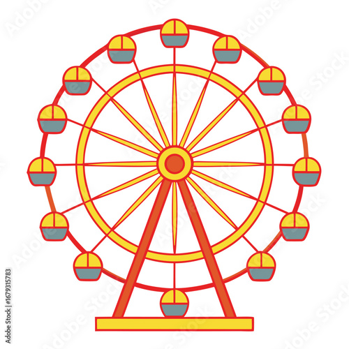 Colorful Ferris Wheel Amusement Park Ride Illustration on White Background attraction carnival
