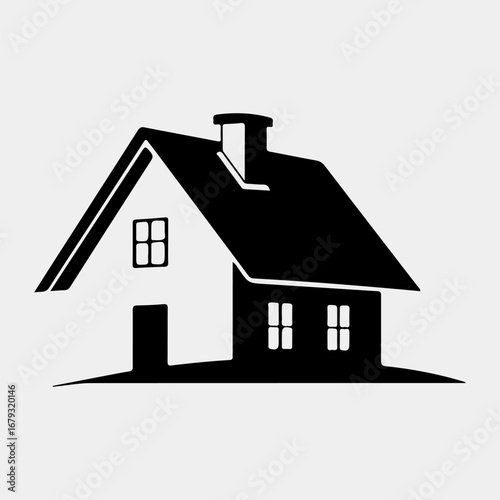 House Simple Icon Symbol, House Isolated Retro Graphic Vector Black Art