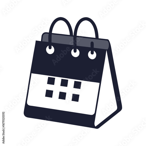A shopping bag with a calendar, an isolated graphic for special sales events or scheduled pickups.