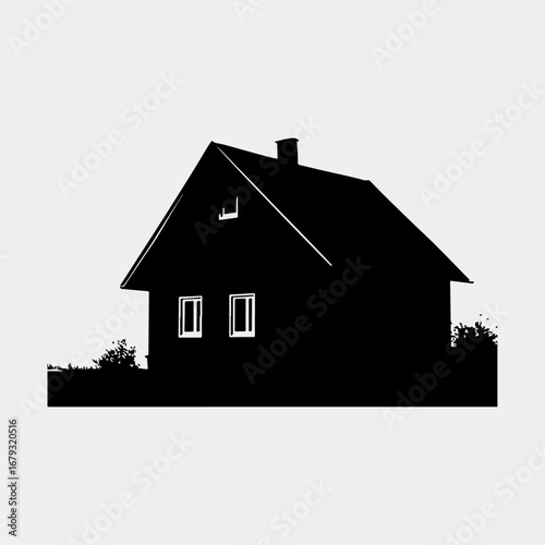 House Simple Icon Symbol, House Isolated Retro Graphic Vector Black Art