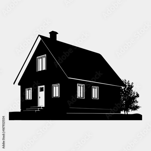 House Simple Icon Symbol, House Isolated Retro Graphic Vector Black Art