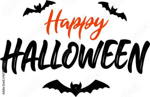 Happy halloween typography poster with a spooky silhouette