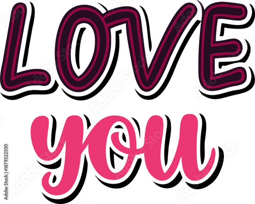 Romantic love you typography design silhouette