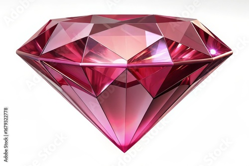 Sparkling pink diamond gemstone with many facets and reflections
