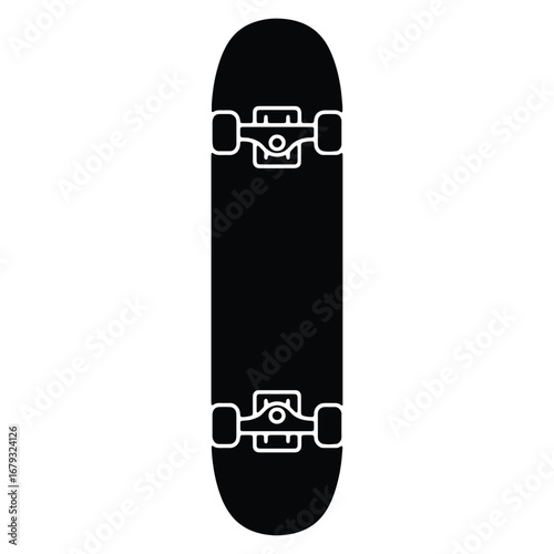 Skateboard Minimalist Illustration Black and White Design for Urban Culture and Sports Promotion Trendy Style