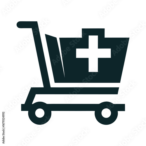 A shopping cart with a cross, an isolated graphic for removing an item or a canceled order.