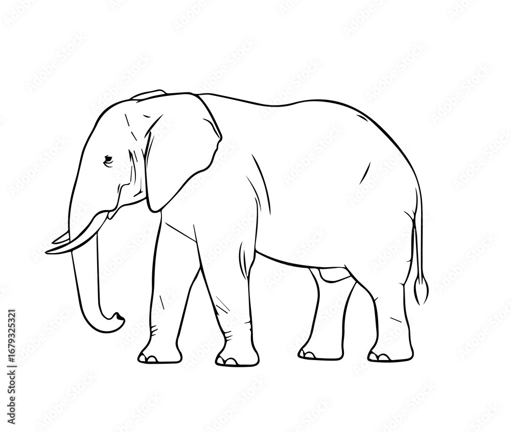 Fototapeta premium Elegant Elephant Silhouette – Wild Animal Vector Illustration on Transparent Background