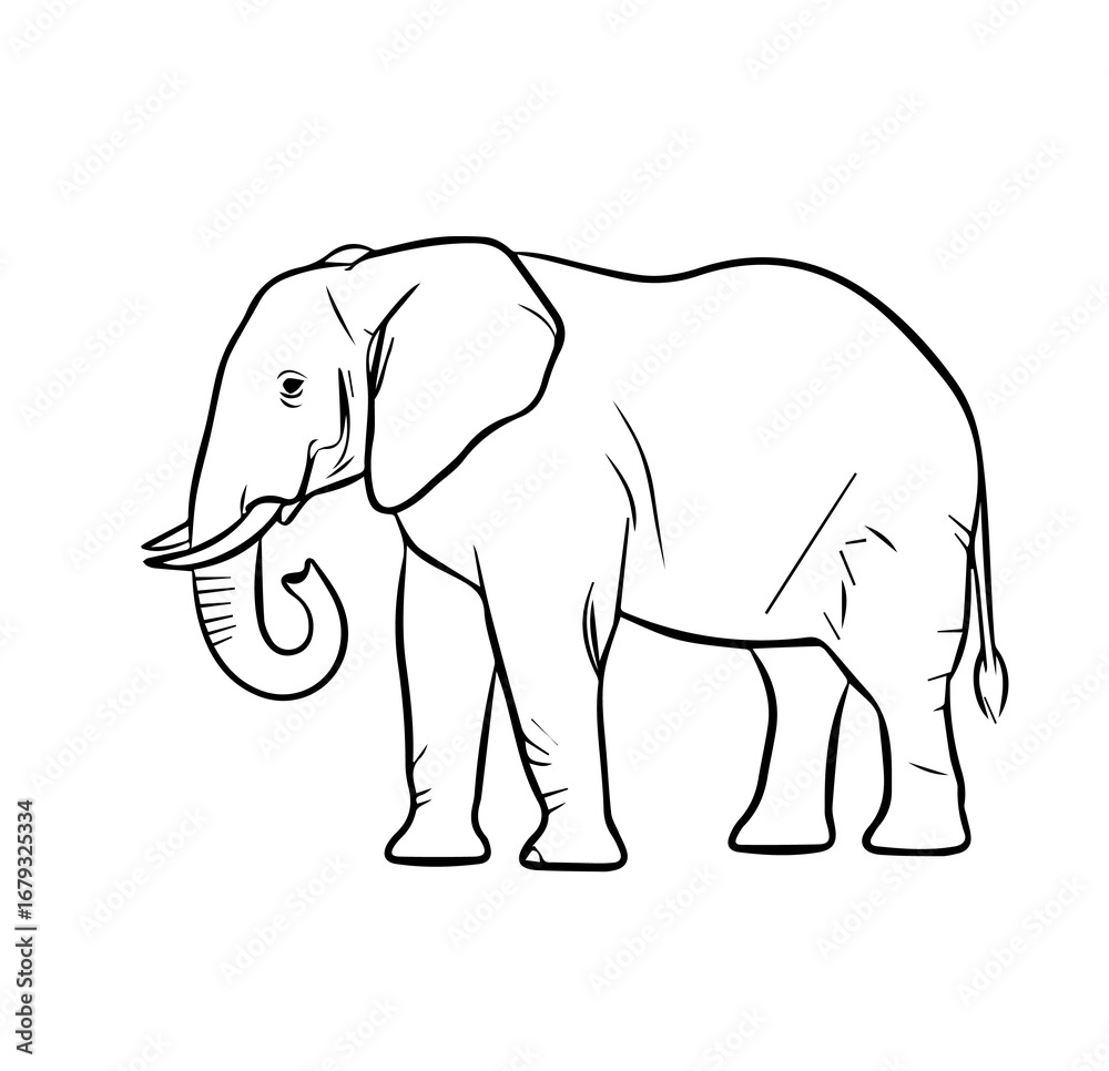Fototapeta premium Elegant Elephant Silhouette – Wild Animal Vector Illustration on Transparent Background