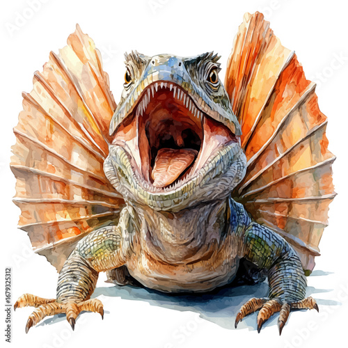 watercolor of Dimetrodon, vector, isolated on a white background.