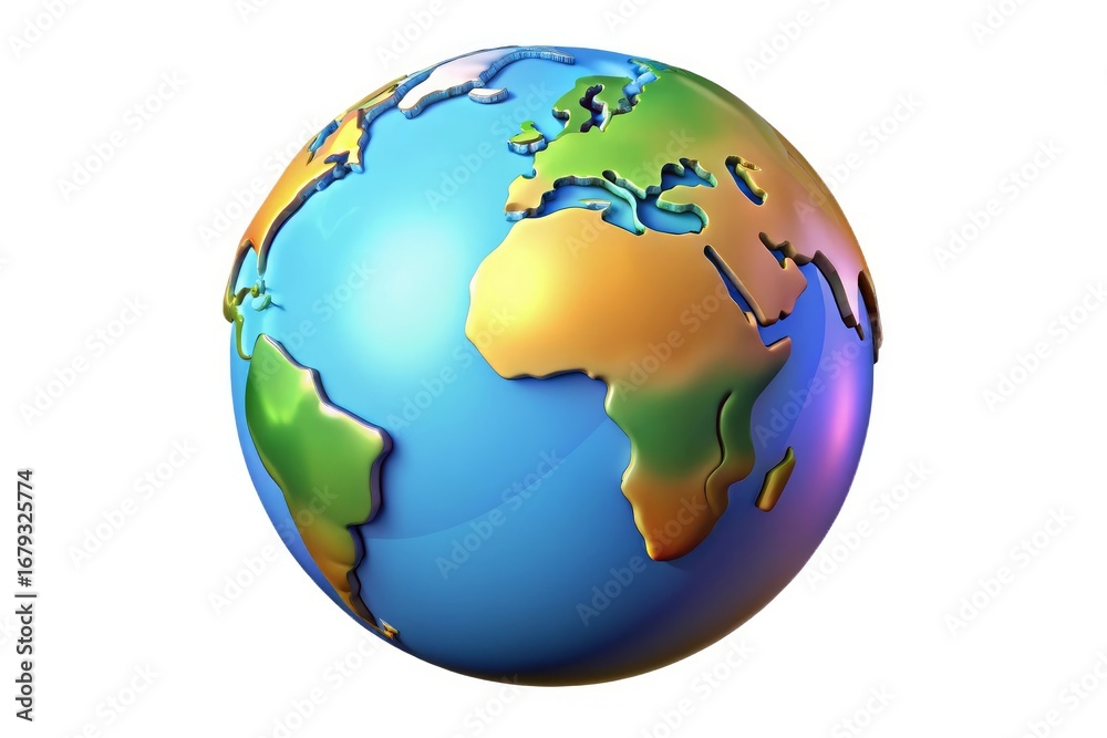 Naklejka premium Stylized 3d globe showing continents and oceans