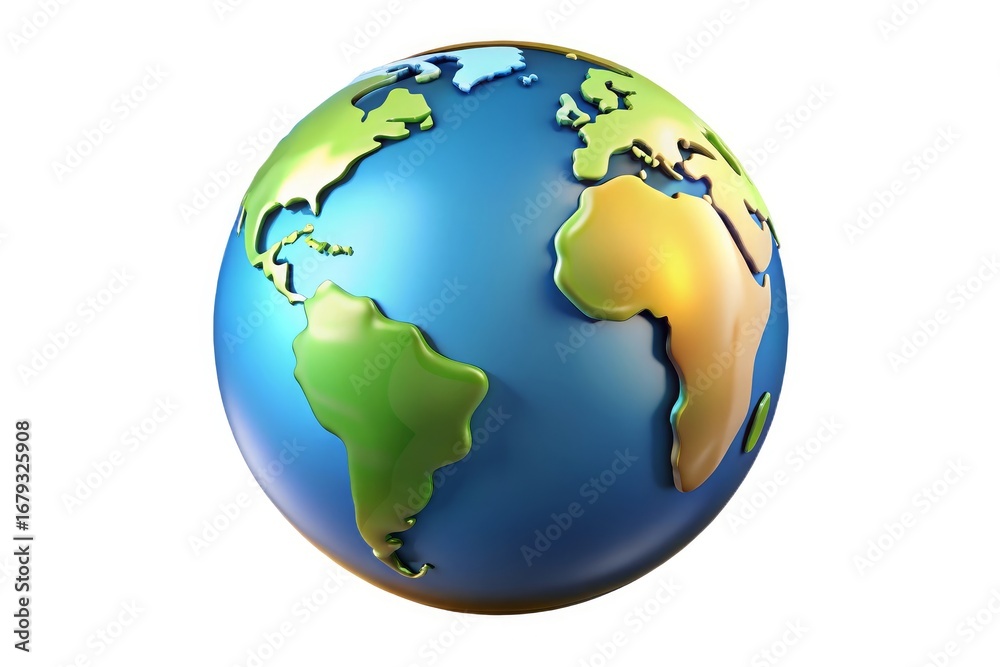 Naklejka premium Realistic 3d globe showing continents and oceans