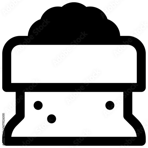 Cocoa beans sack. Outlined stroke vector icon with black-filled details.