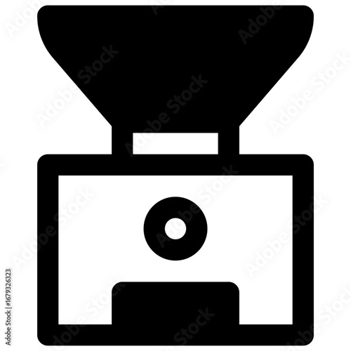 Grinding machine. Outlined stroke vector icon with black-filled details.