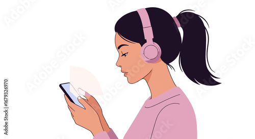 Young woman listening to music on her smartphone for lifestyle branding and social media content