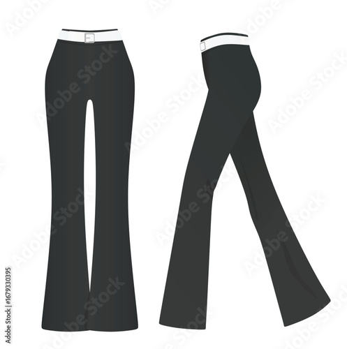 Black legging tight pants. vector illustration	
