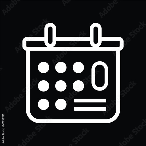 Black and White Calendar Icon Vector