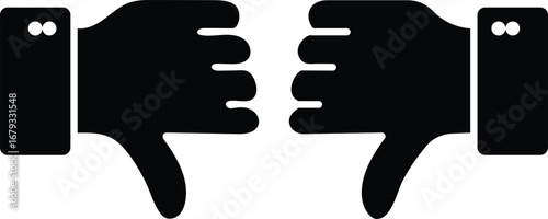 Thumbs down icon for negative feedback, poor rating, and customer dissatisfaction, transparent background