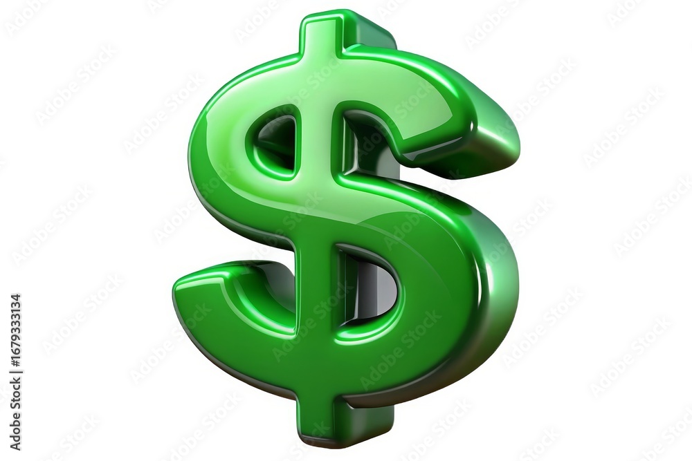 Obraz premium Shiny green dollar sign symbol representing wealth and money