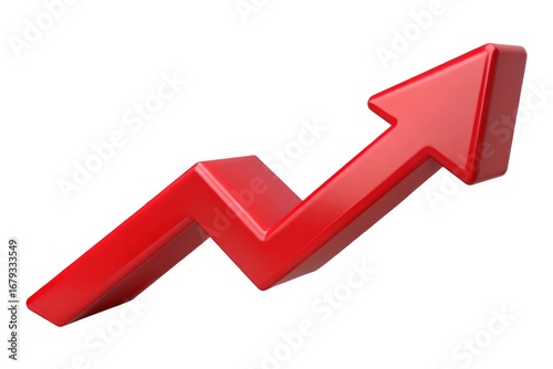 Red arrow graph showing upward trend and growth