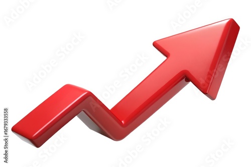 Red arrow graph showing upward trend and growth