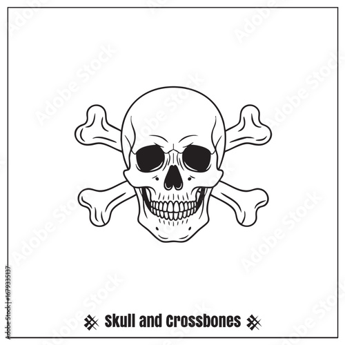 Skull and Crossbones Symbol of Piracy Danger and Mortality Vector Illustration Isolated on White Background Skeleton Emblem with Bones for Halloween or Warning Sign
