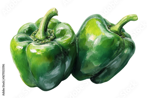 watercolor green bell pepper isolated