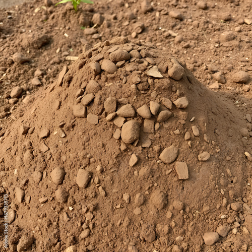 a mound of freshly dug loamy soil