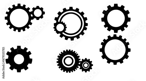 A set of gears. 
Silhouette of black gear icons.Vector illustration.