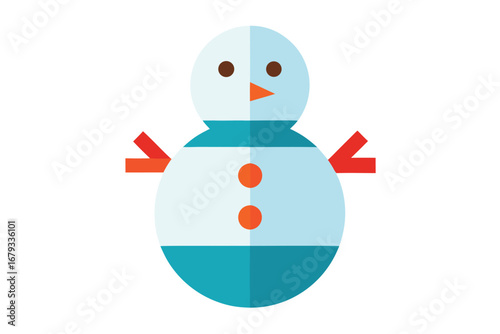 Minimalist Snowman Illustration with Geometric Shapes and Flat Design Aesthetics