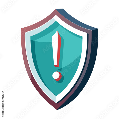 A shield with an exclamation mark, an isolated graphic for security alerts and warnings.