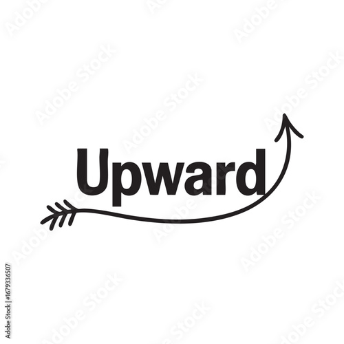 An illustration of the word upward with an arrow forming the shape of the letters in black ink