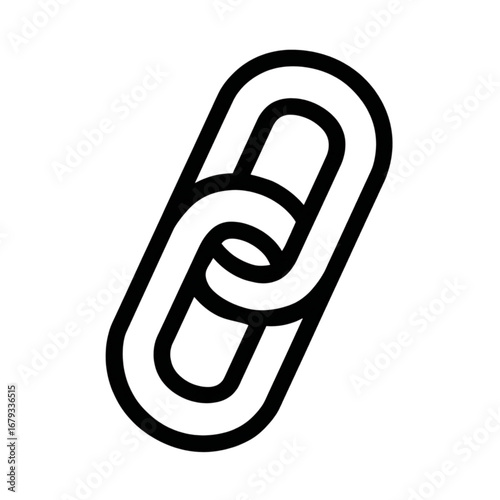 Black chain link outline, interlocking rounded loops, diagonal, on white