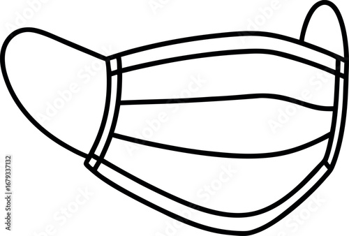 Medical face mask line drawing for infection prevention and healthcare awareness during pandemic times for all ages