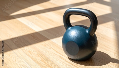 Kettlebell on wooden floor