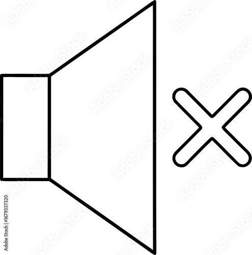 Mute Symbol Vector Icon for Sound Control Silence and Media Volume Representing Audio Turned Off with Black Lines and No Color