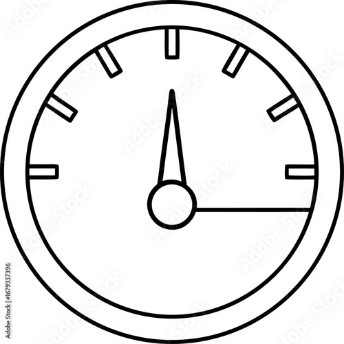 Outline drawing of a simple speedometer indicating a moderate speed level with white background providing easy usage in designs and presentations