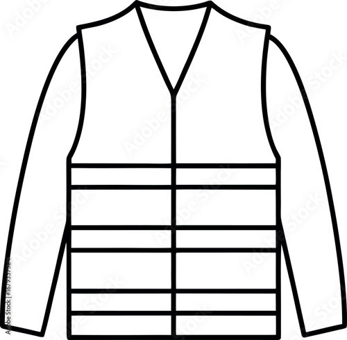 Outline of a safety vest or jacket with long sleeves for construction or work related activities illustration vector