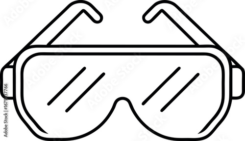 Protective eyewear outline for safety and science design projects emphasizing eye protection and laboratory equipment illustrations perfect for banners or diagrams and educational materials