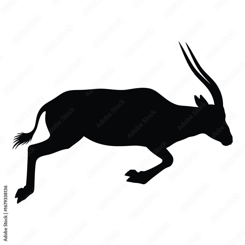 Fototapeta premium Vector art of oryx antelope silhouette