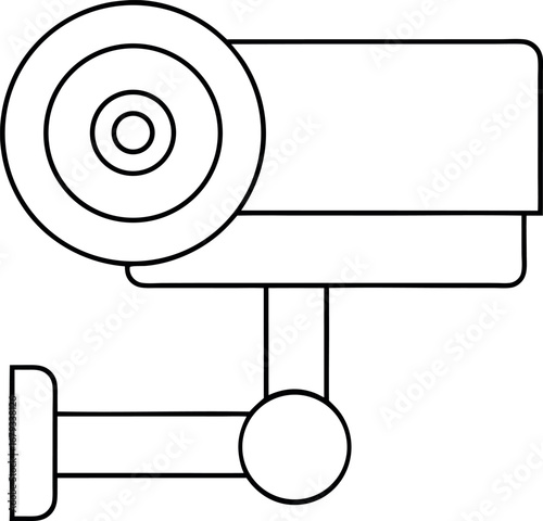 Security Camera Outline Illustration for Surveillance and Safety Systems Ensuring Public and Private Property Protection Detailed Line Art
