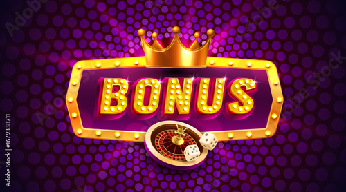 Bonus slots icons, slot sign machine, night Vegas. Vector illustration