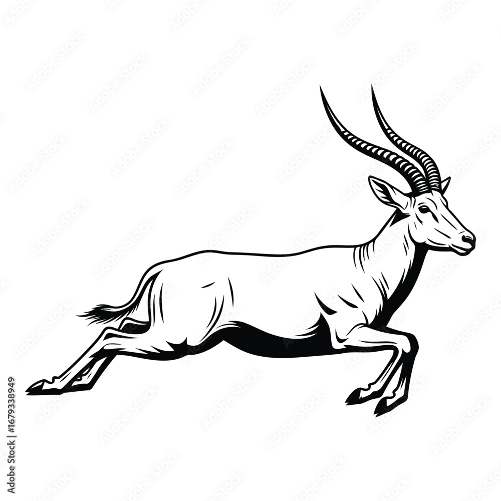 Obraz premium Vector art of gazelle running