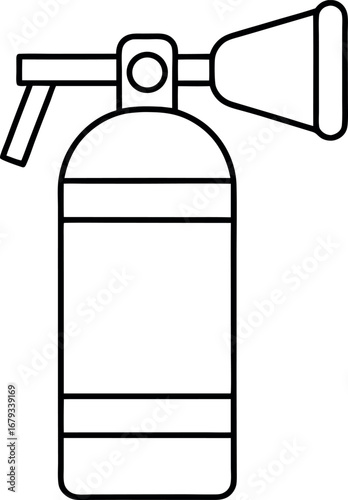 Fire extinguisher outline illustration for safety and emergency preparedness emphasizing prevention and protection ideal for educational or instructional materials related to safety measures