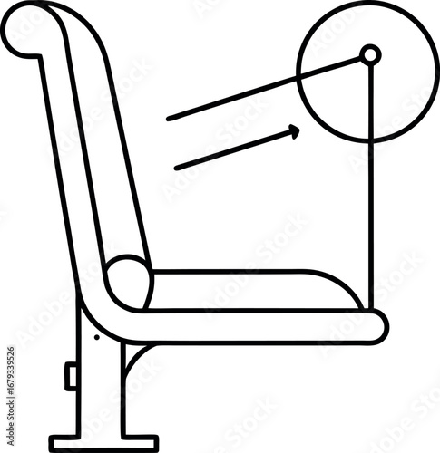 Lat pulldown machine exercise equipment in vector format for fitness training and strength building designed in minimalist line art for gym advertising and health promotion