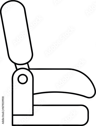 Outline Drawing of Adjustable Armrest Mechanism for Furniture Design and Ergonomic Applications Offering Comfort and Support in Black and White