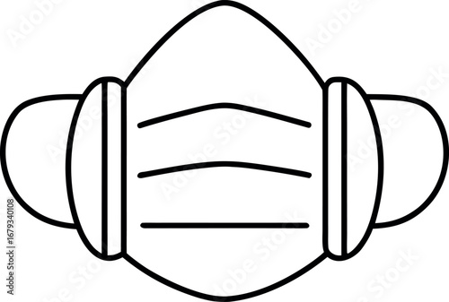 Protective Face Mask Outline Icon Preventing the Spread of Viruses Germs and Pollution for Health Awareness Campaigns and Educational Materials