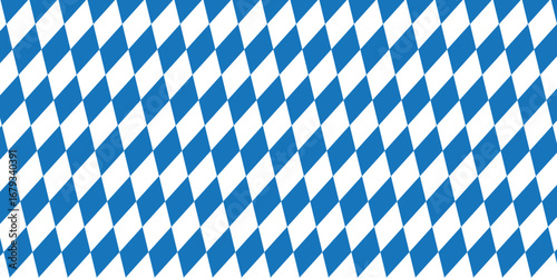 Bavarian Oktoberfest seamless pattern with blue and white rhombus Flag of Bavaria Oktoberfest blue checkered background Wallpaper Vector old diamonds background	
